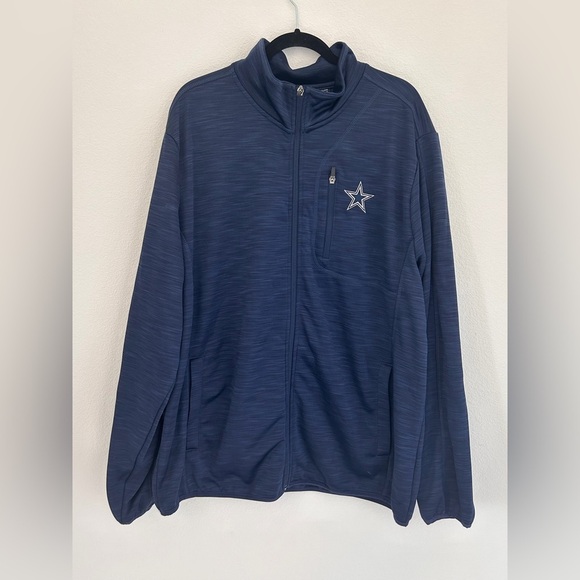 Dallas Cowboys Authentic Other - Dallas Cowboys NFL Full Zip Jacket Men's Size XXL Stitched Navy Blue Fleece Line